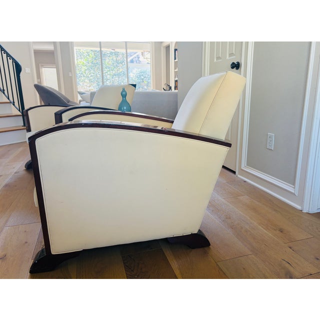 1930s French Art Deco Bentwood Arm Club Chairs in Cream Leather - A Pair For Sale In Houston - Image 6 of 18