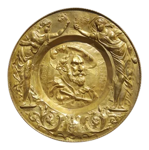 Late 18th Century Antique Tribute to Pierre Paul Rubens Hand Hammered Brass Charger
