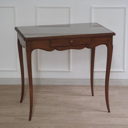 French Writing Desk with Glass Top and Inlays, Early 20th Century For Sale - Image 5 of 15