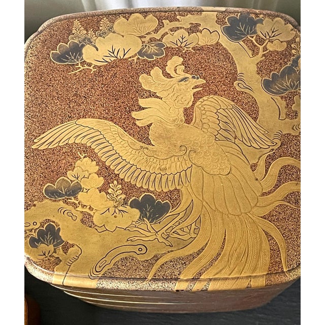 Japanese Maki-e Lacquerware Portable Picnic Set Sagejubako For Sale - Image 9 of 18