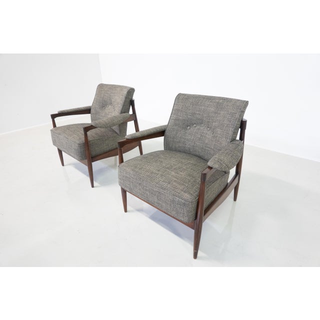 Set of Mid-Century Modern Armchairs in Wood and Grey Fabric, Italy, 1960s For Sale - Image 10 of 13