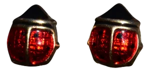 The Bridport: Lady Bug Ear Studs with Red and Black Enamel, 2 Pieces