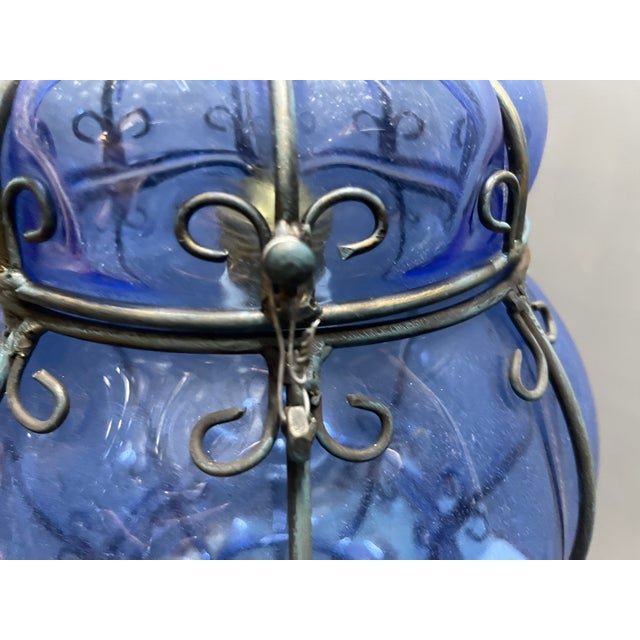 Wrought Iron and Murano Glass Pendant Light, 1980s For Sale - Image 13 of 16