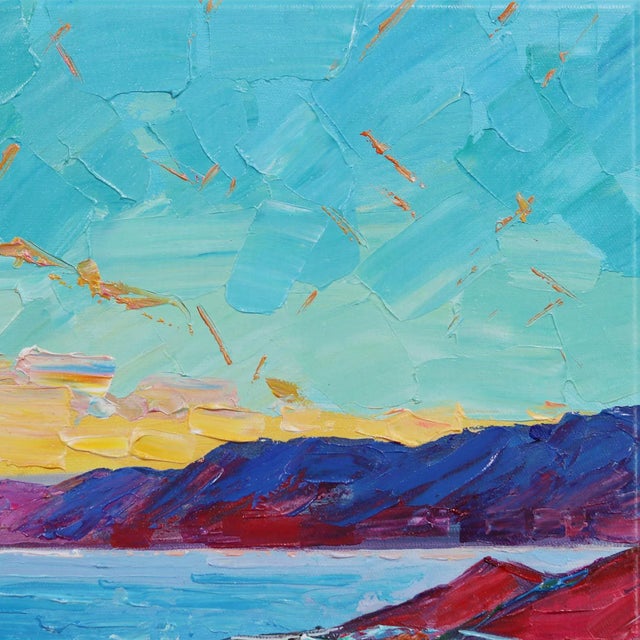 Contemporary Coastal Landscape Impressionist "Nothing but Blue Skies" Original Artwork by Katharina Husslein For Sale - Image 3 of 9