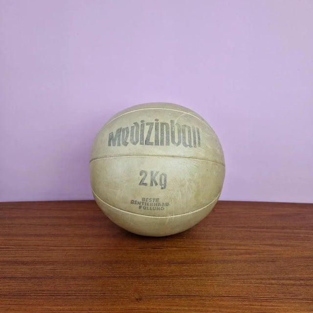 Vintage Leather Medicine Ball, 1960s For Sale - Image 6 of 6