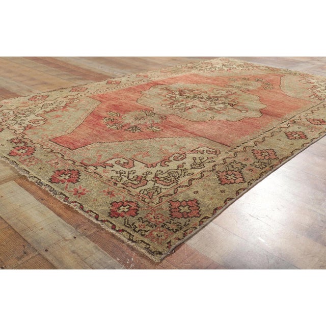 Textile Vintage Turkish Oushak Rug - 04'08 X 08'01 For Sale - Image 7 of 10