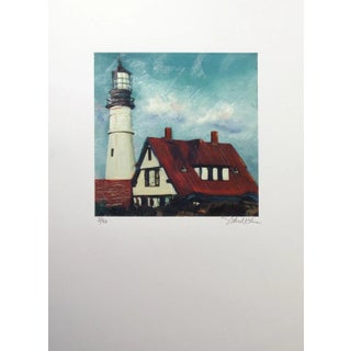 1990s "Light House" Starlie Sokol Hohne Hand-Signed Limited Edition Embellished Giclee Print For Sale
