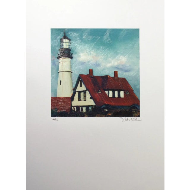 1990s "Light House" Starlie Sokol Hohne Hand-Signed Limited Edition Embellished Giclee Print For Sale