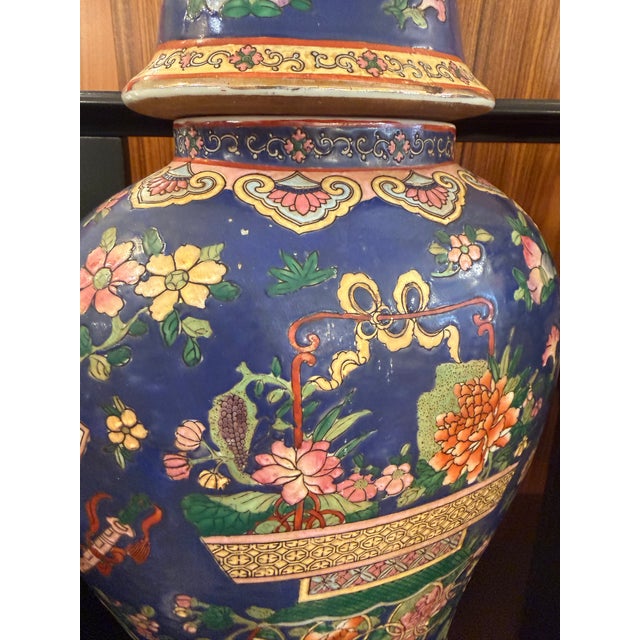 Porcelain Ceramic Asian Lidded Vessels a Pair For Sale - Image 4 of 8