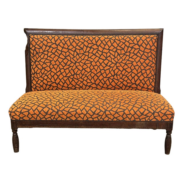 Bistro Bench in Upholstery and Fabric, 1930s For Sale
