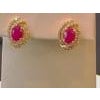 3.5 Carat Oval Natural Ruby & 1.2 Ct Diamond Stud Earrings 14 Karat Yellow Gold For Sale - Image 16 of 18
