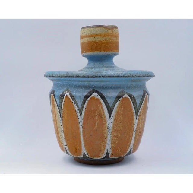 Blue Vintage Mid 20th Century Large Joel Edwards Covered Pot For Sale - Image 8 of 10