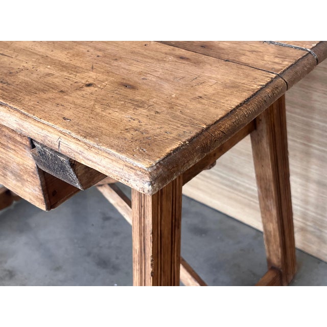 Early 20th Century Early 20th Century French Oak Worktable Table with One Drawer, 1920s For Sale - Image 5 of 18