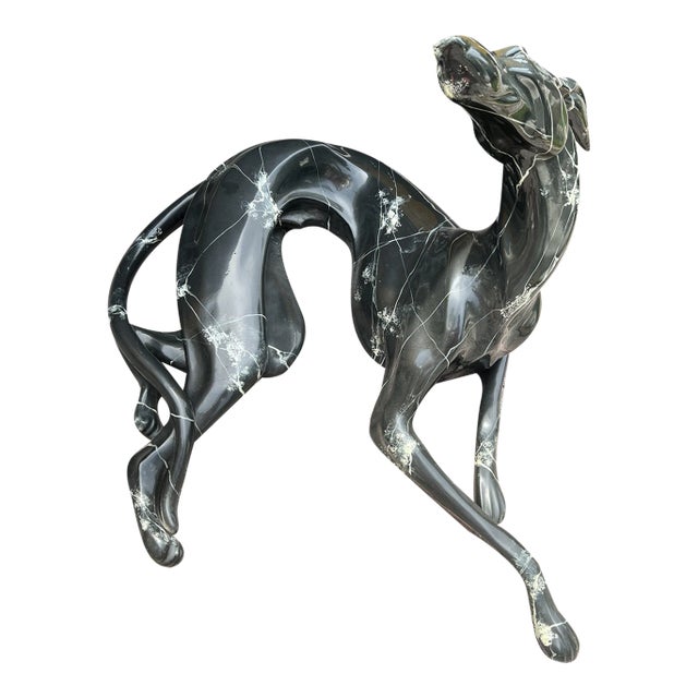 1990s Postmodern Oversized Faux Marble Fiberglass Sculpture of a Lounging Greyhound For Sale