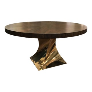 Caracole Modern Do a 360 Wood and Brass Round Dining Table For Sale