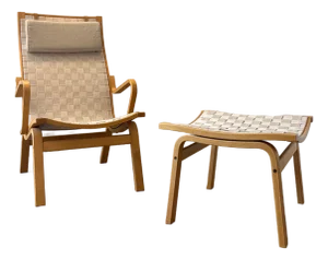 1960s Kvist Møbler “Albert” Armchair & Stool Designed by Finn Østergaard