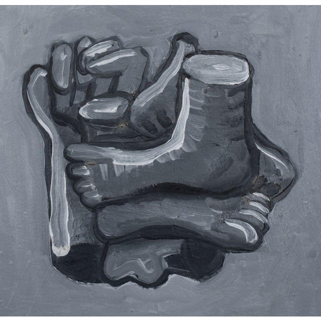 Domenick Capobianco (American, b. 1928), Abstract Surrealist Composition, Oil on Canvas, depicting hands, nose, and feet...