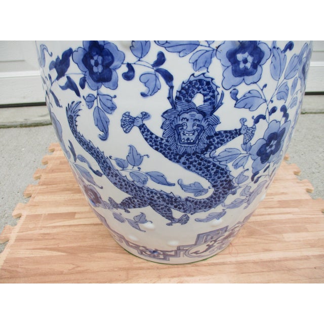 Ceramic White and Blue Ceramic Chinese Garden Stool For Sale - Image 7 of 10