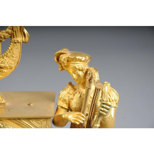 Empire Gilt Bronze Mantel Clock, Pairs, France, 1850 For Sale - Image 16 of 18