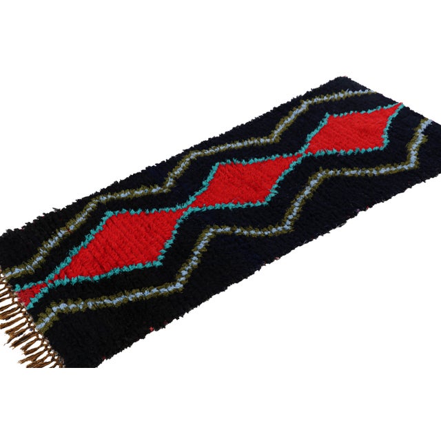 Rug & Kilim Vintage Moroccan Runner in Black With Red Diamond Medallions, From Rug & Kilim For Sale - Image 4 of 7