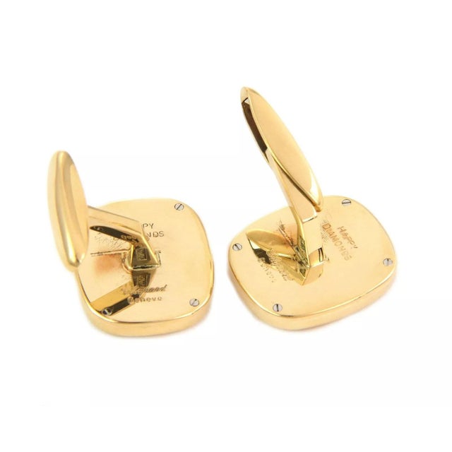 Chopard Chopard Happy Diamond Cufflinks 18k Yellow Gold Rectangular Shape For Sale - Image 4 of 6