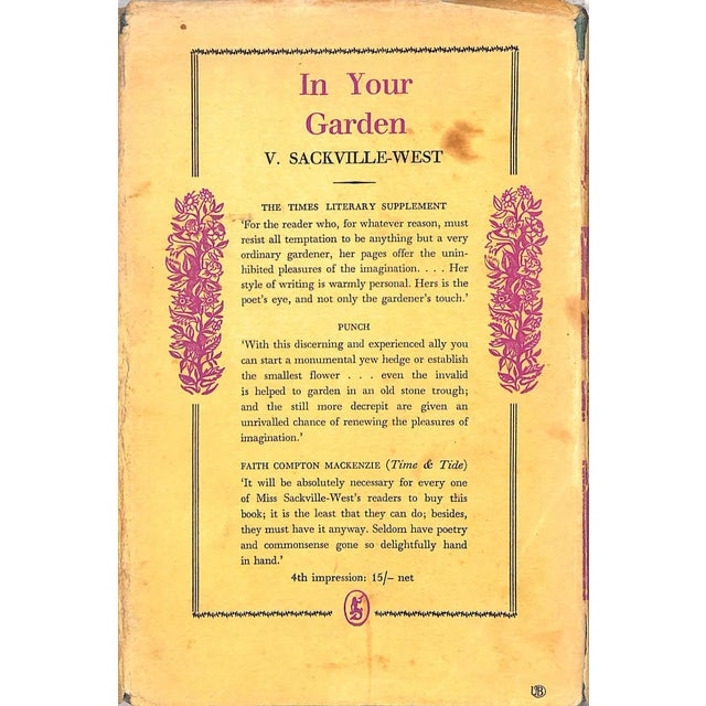 SACKVILLE-WEST, V. [178] pp. Michael Joseph 1953 8 1/4" x 5 5/8" From 1946, the poet and novelist Vita Sackville-West...