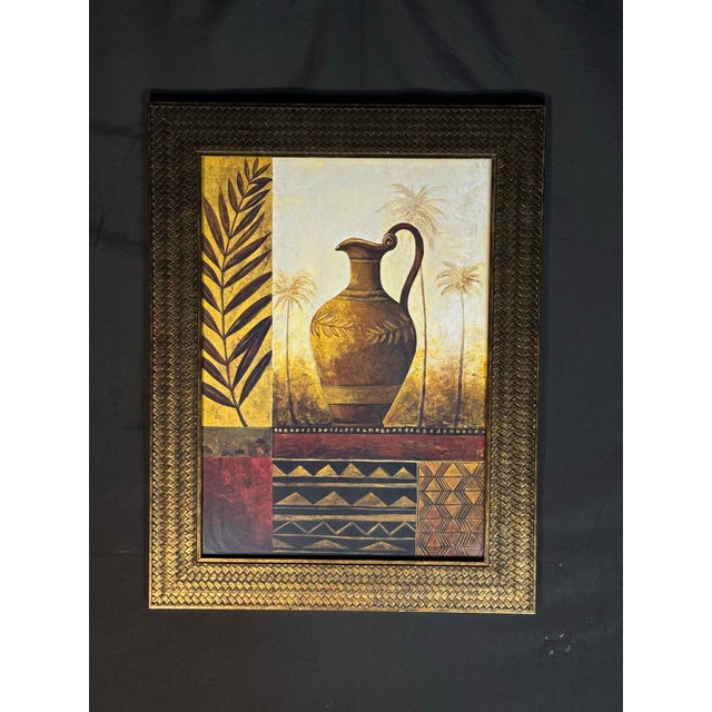 Gold Mediterranean Urn and Palm Tree Framed Wall Art For Sale - Image 8 of 9