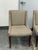 Design Plus Gallery presents a Pair of Custom Upholstered Side Dining Chairs. The fabric is of a Sayagata pattern; a...