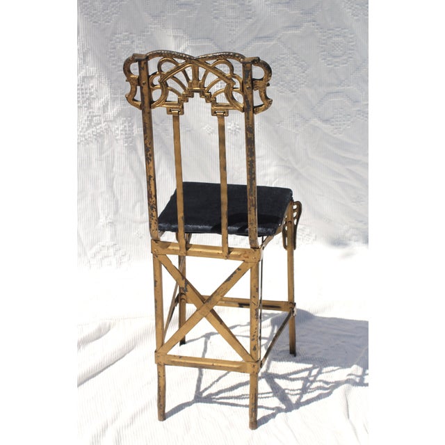 Early 20th Century Antique Art Nouveau Cast Iron Folding Dance Hall Chair For Sale - Image 6 of 10