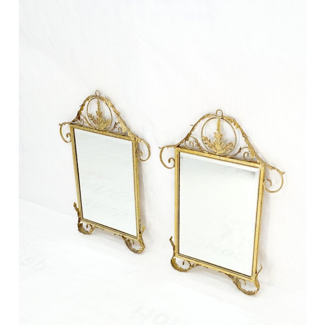 Maison Jansen Pair of Regency Style Gilt Metal Rectangle Wall Mirrors Mint! For Sale - Image 4 of 10