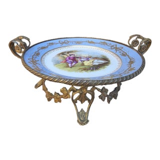 Antique French Château De Fontainebleau Porcelain & Gilt Bronze (Ormolu) Centerpiece Bowl For Sale