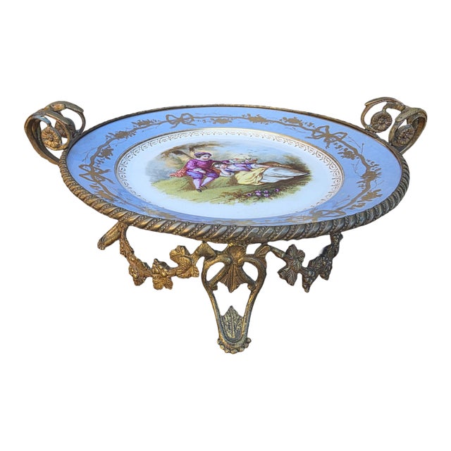 Antique French Château De Fontainebleau Porcelain & Gilt Bronze (Ormolu) Centerpiece Bowl For Sale