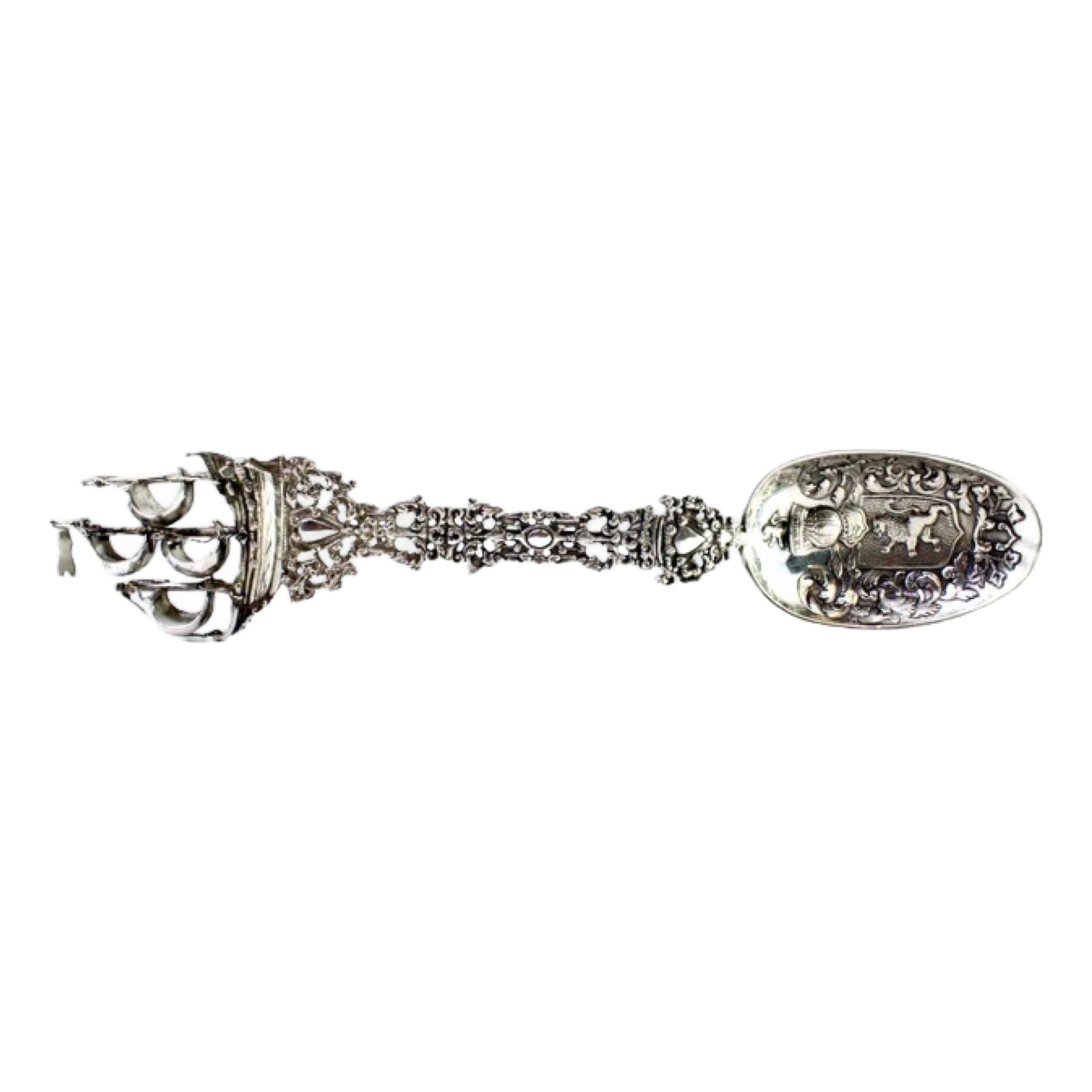 Silver Rice and Serving Spoon with Friezes and Cutouts | Chairish