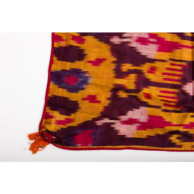 Late 19th Century Late 19th Century Silk Ikat Uzbekistan Tribal Weaving For Sale - Image 5 of 9