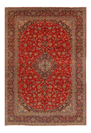 Rust Semi Vintage Persian Hand Knotted Fine Kashan 10' X 14'4''