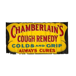 Early 20th Century Medicine Sign Chamberlain's Cough Remedy Advertising Poster For Sale