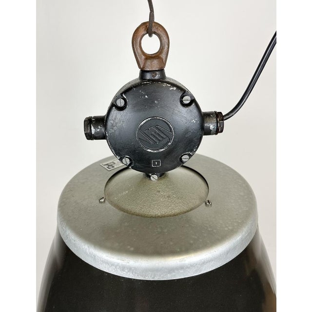 Black Industrial Black Enamel Factory Pendant Lamp, 1960s For Sale - Image 8 of 15