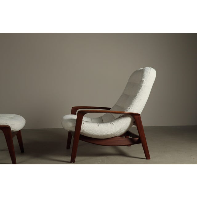 Textile Set of Vintage Teak Scoop Chair with Ottoman by R.Huber & Co, 1960s For Sale - Image 7 of 17