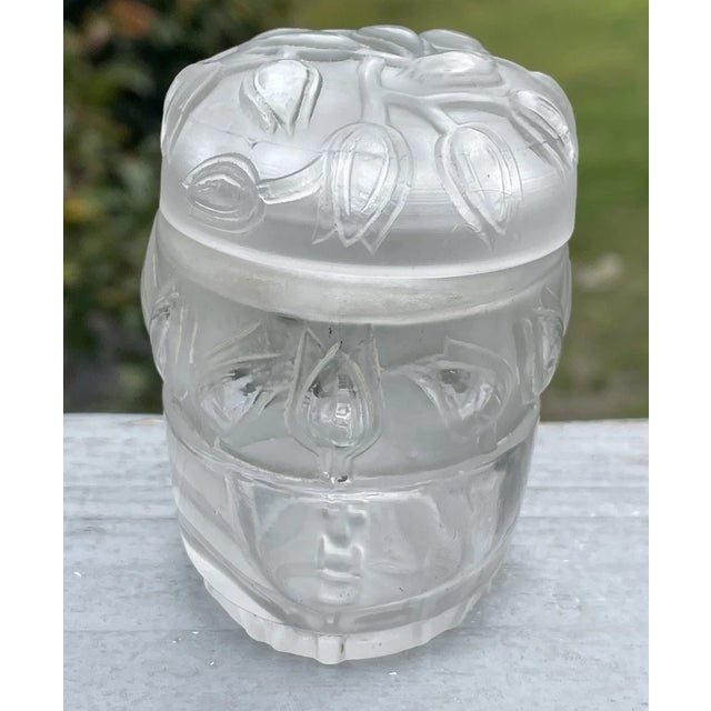 Transparent Rare Antique Art Deco 1920s Rene Lalique French Art Glass Jar Jaytho Perfumery For Sale - Image 8 of 13