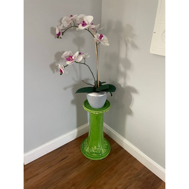 Majolica Green Plant Stand For Sale - Image 9 of 10