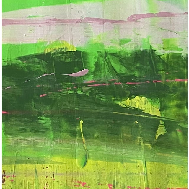 Chromatic Passage. III Framed Abstract Shades of Green Painting For Sale - Image 4 of 5