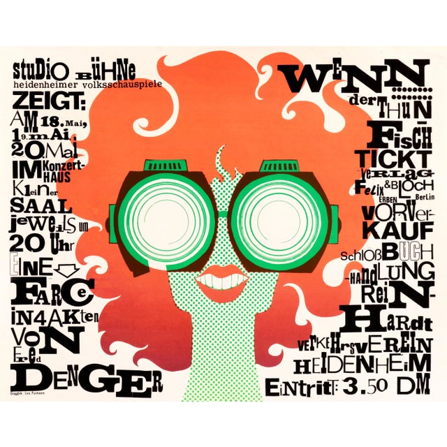 Date: 1969 Size: 16.5 x 24 inches Artist: Leo Purmann ﻿About the Poster: A fantastic German poster from the 1960's for a...