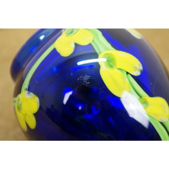 Vintage Italian Murano Laburnum Cobalt Blue Glass Bud Vase Urn 6" For Sale - Image 11 of 12