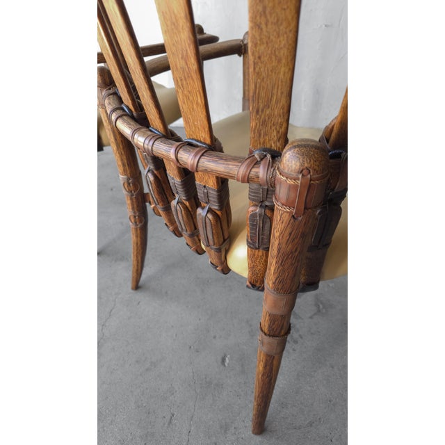 Pair of Palmwood and Leather Mendi Chairs by Pacific Green For Sale In Las Vegas - Image 6 of 8