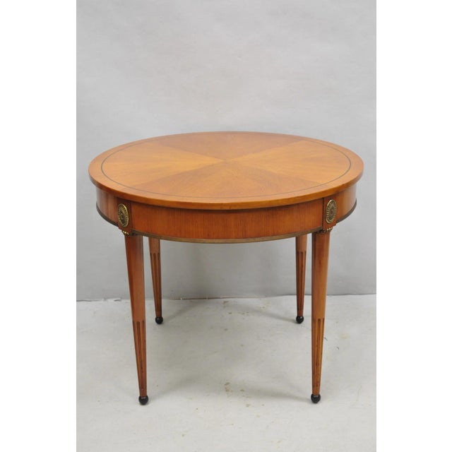 Late 20th Century John Scalia French Empire Style Round Cherry Wood Bouillotte Lamp Side Table For Sale - Image 15 of 15