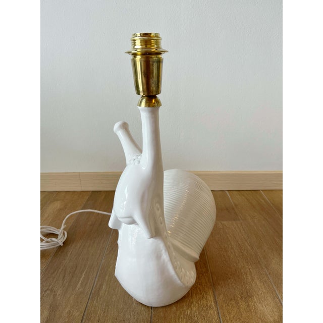 Mid-Century Modern Fornasetti Rare Ceramic Snail Table Lamp For Sale - Image 3 of 14