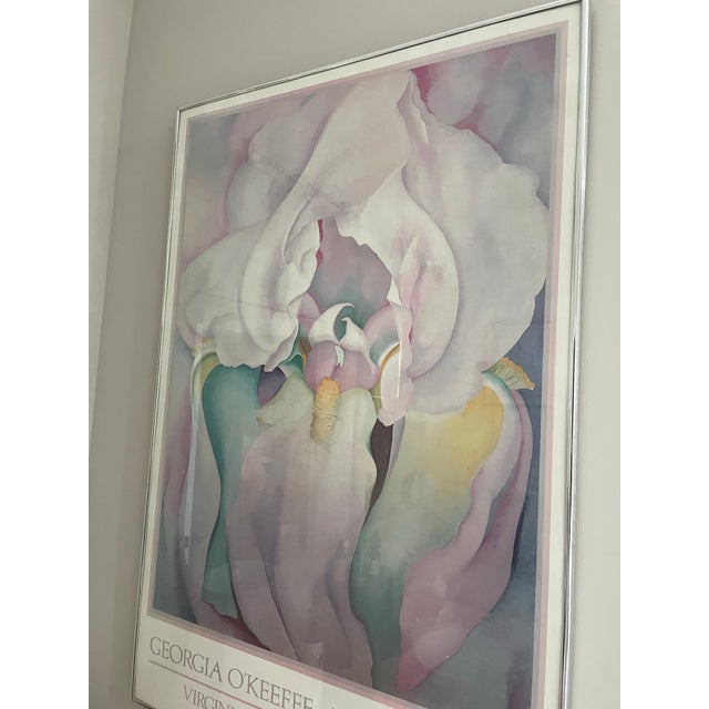 Abstract Vintage 1980s Framed Georgia O’Keeffe “Light Iris” Museum Poster, Virginia Museum of Fine Arts For Sale - Image 3 of 5