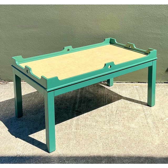 Vintage Oomph Lacquered Coffee Table With Seagrass Top For Sale - Image 12 of 12