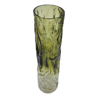 Vintage Moss Green Boerken Glass Vase by Ingrid Glas, 1970s For Sale