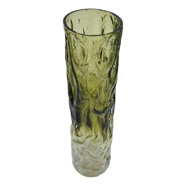Vintage Moss Green Boerken Glass Vase by Ingrid Glas, 1970s For Sale